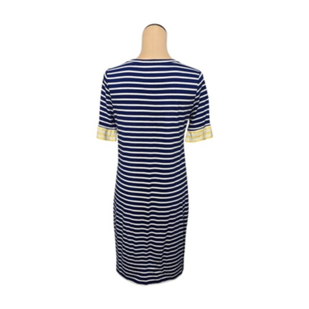 Boden Dress Womens Size‎ 6R Blue White Stripe Knit Ruffle Sleeve Casual Summer - Picture 2 of 10